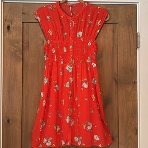 Free People "Greatest Day" Smocked Button-Down Floral Mini Dress Womens XS Boho